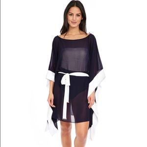 TED BAKER LONDON Langley Pleated Cover Up- Navy-M